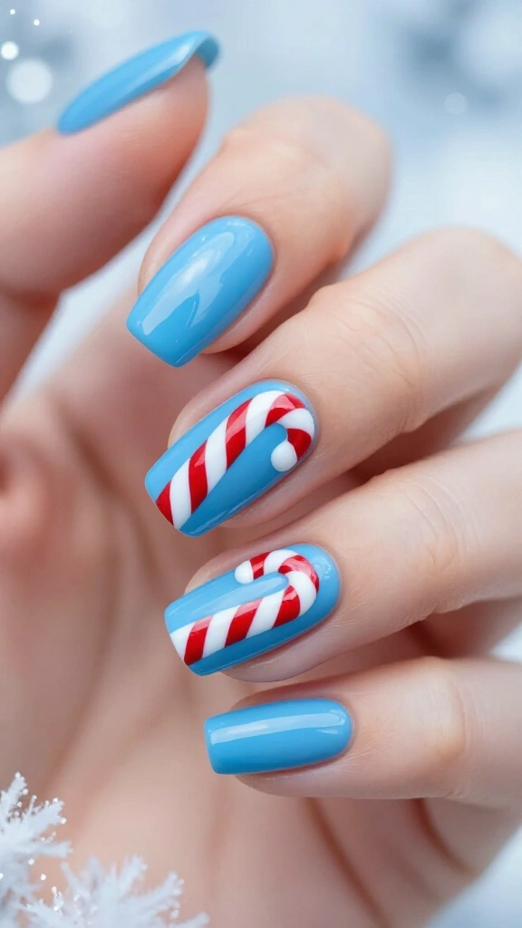 Classic Blue with Dainty Candy Canes