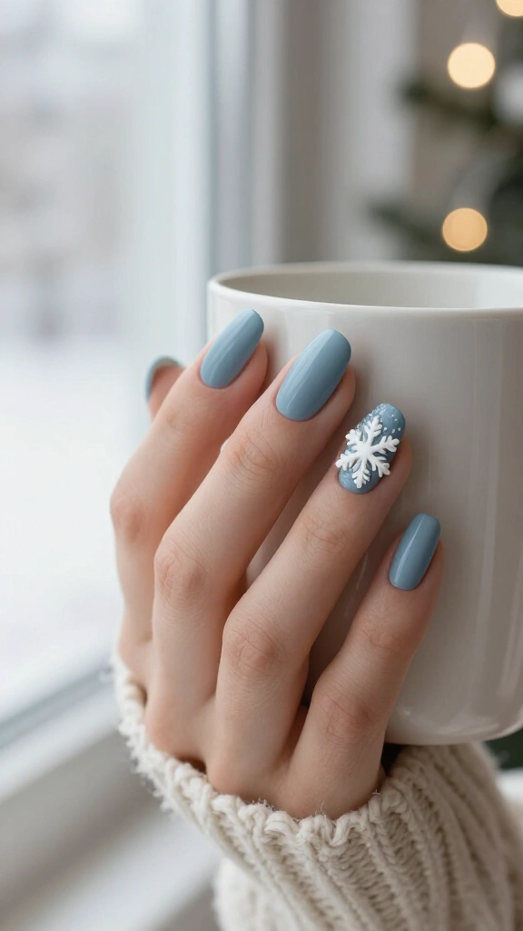 Dusty Blue with 3D Acrylic Snowflakes