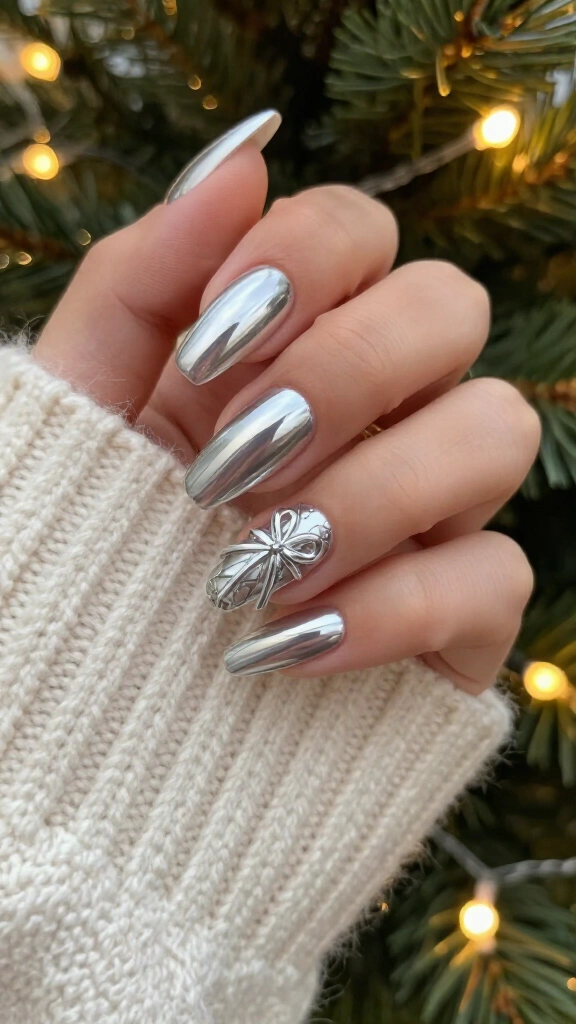 Mirror Silver Chrome with 3D Ribbons