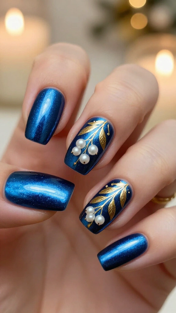 Metallic Blue & Champagne Mistletoe