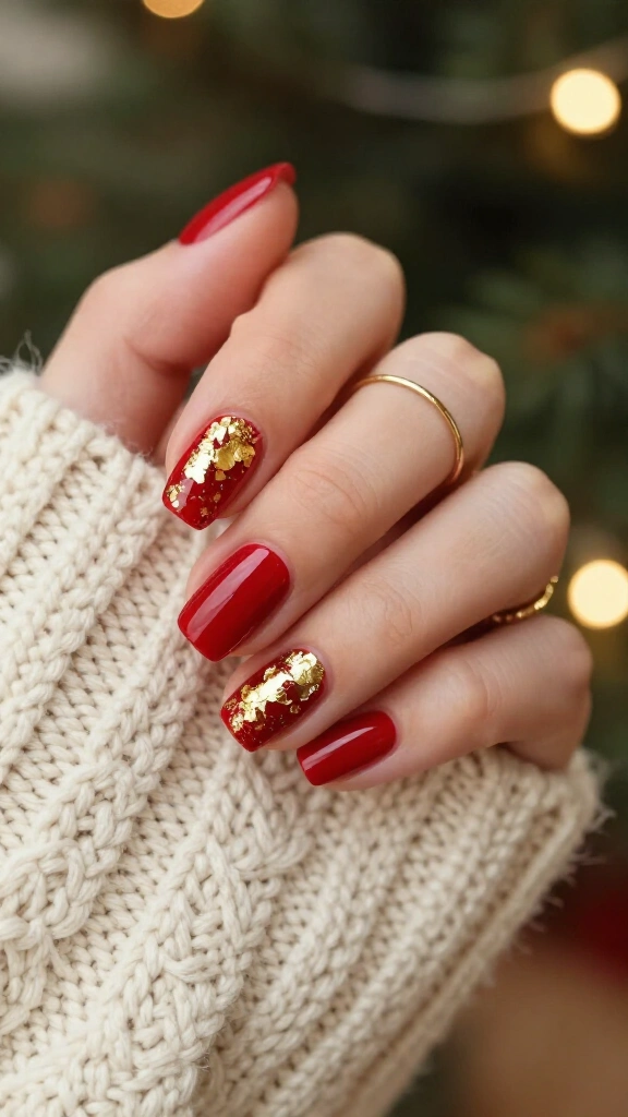 Classic Glossy Red with Gold Foil Flecks