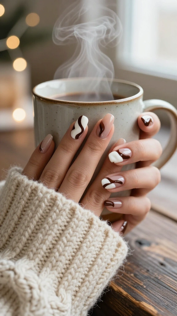 Hot Cocoa Swirls with Marshmallow Accents