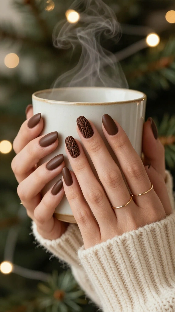 Cable Knit Sweater Texture in Rich Mocha