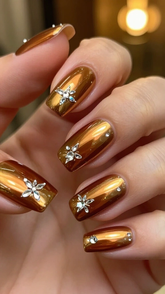 Toffee Glaze with Micro-Rhinestone Stars