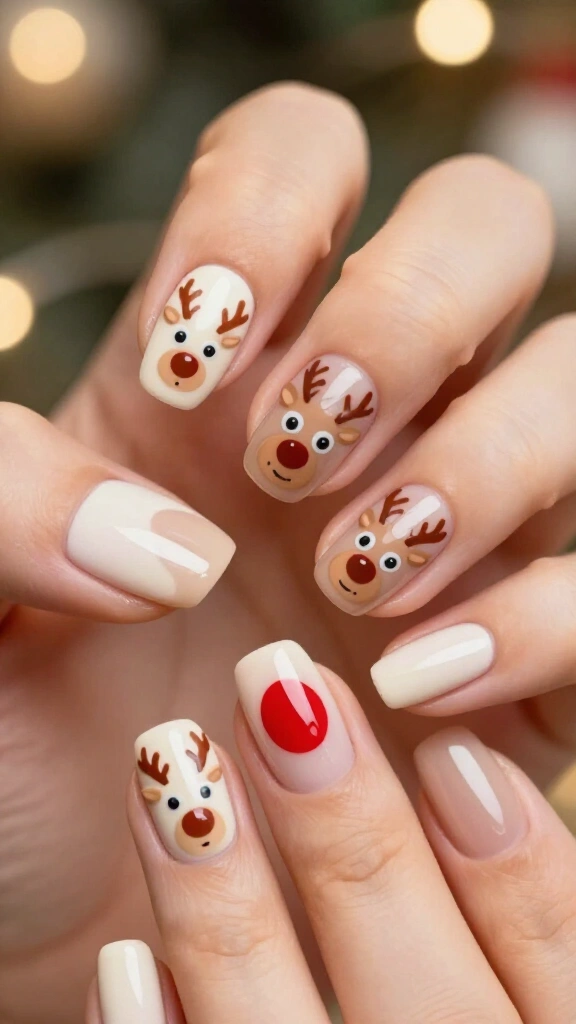 Reindeer face nails