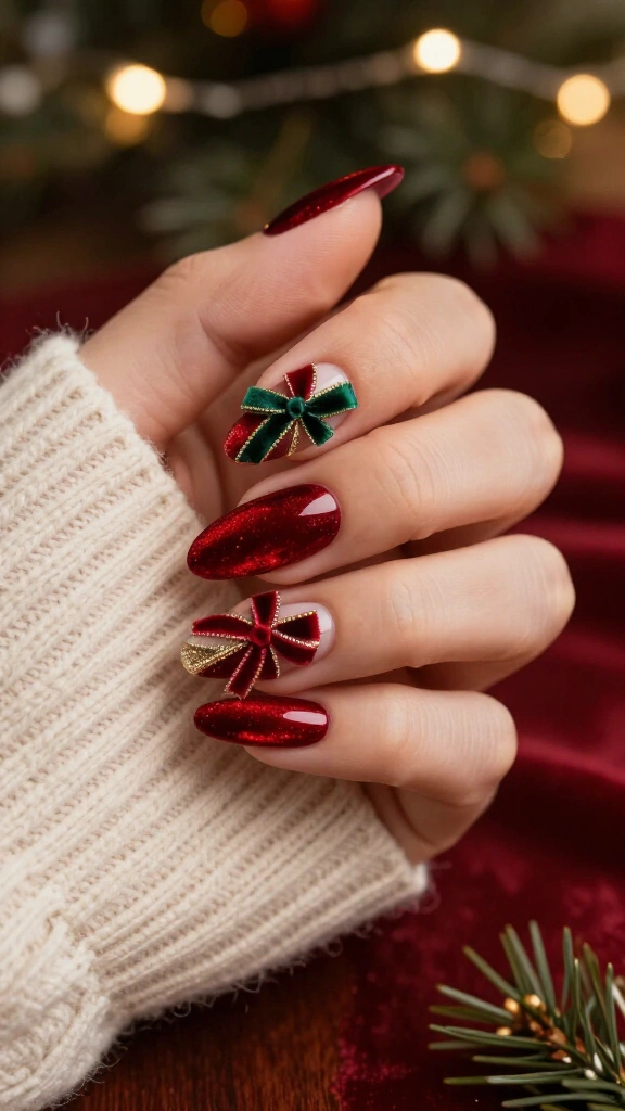 Velvet ribbon nails