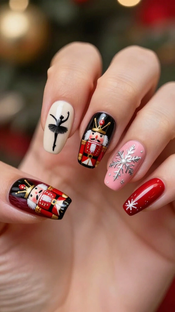 Nutcracker character nails