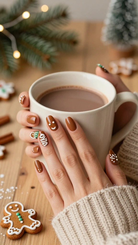Gingerbread cookie nails