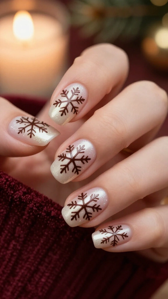 Chocolate Brown Snowflake Silhouettes