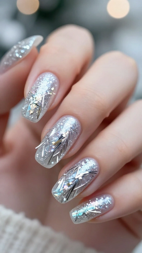 Silver tinsel nails