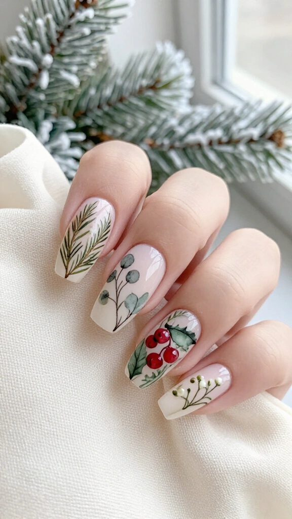 Winter botanical nails