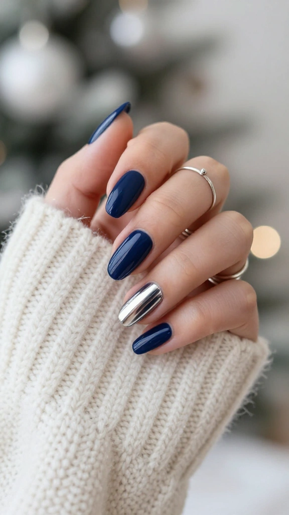 Fine Silver Pinstripes on Deep Navy