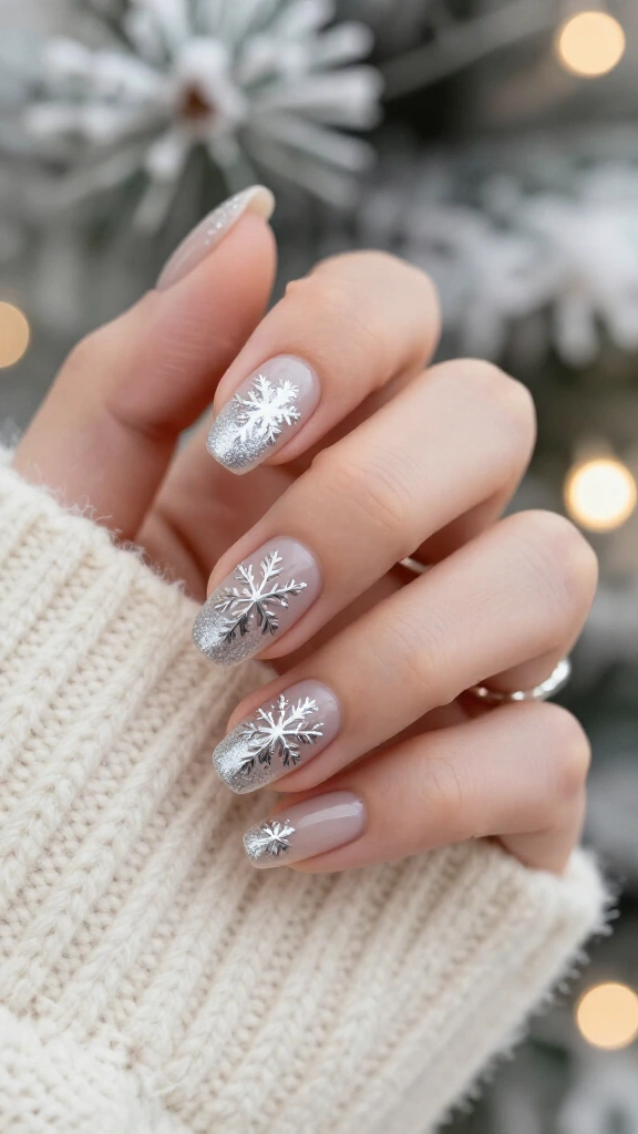Delicate Silver Snowflake Stamps