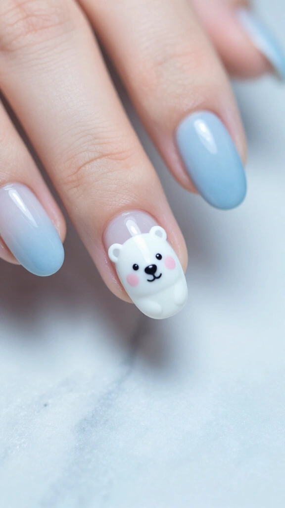 Polar bear accent nails