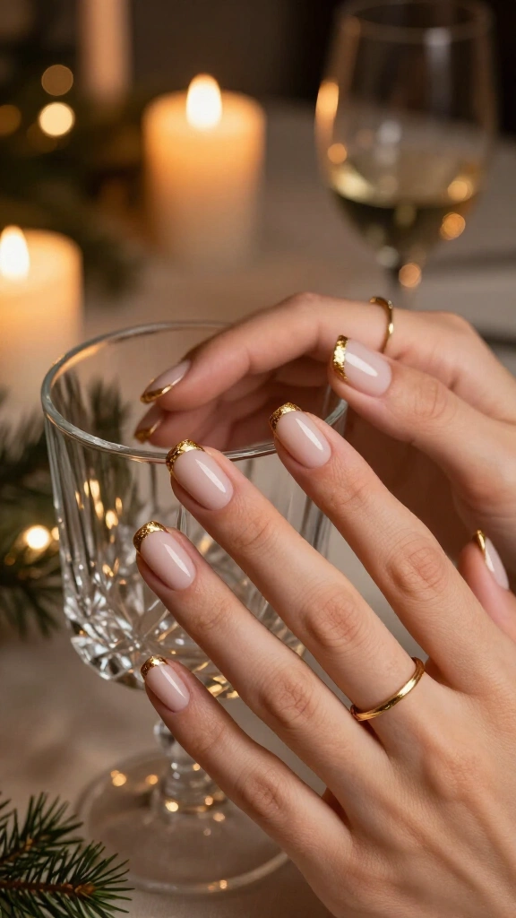 Micro French with gold foil tips