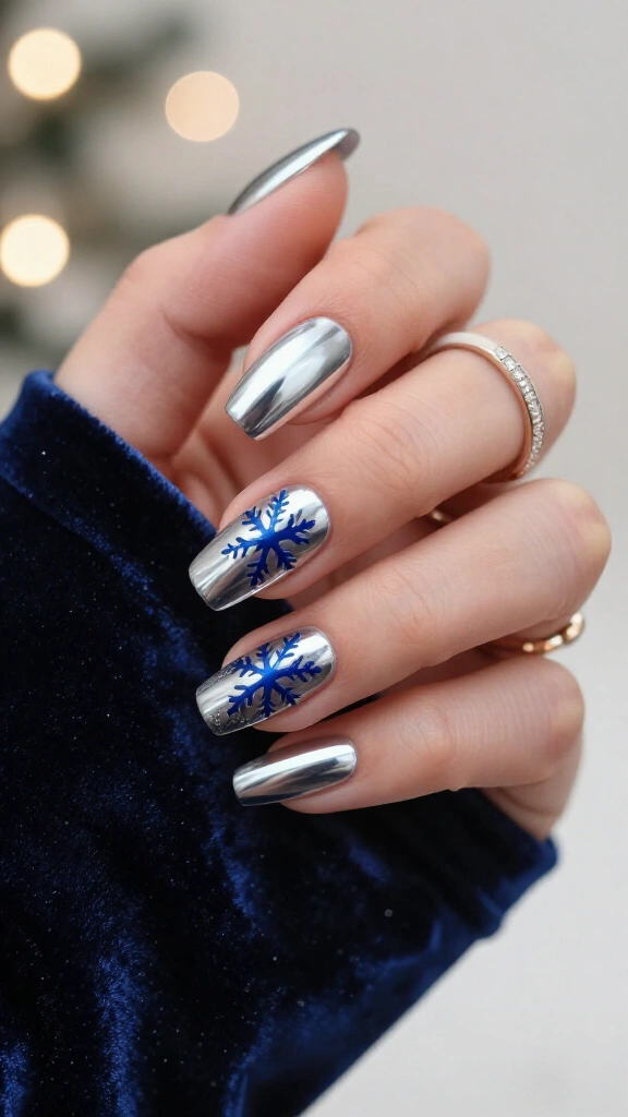 Mirror chrome with snowflake cutouts
