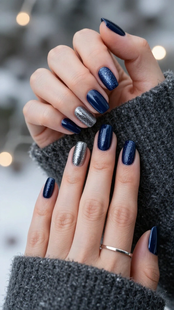 Midnight navy and silver stardust