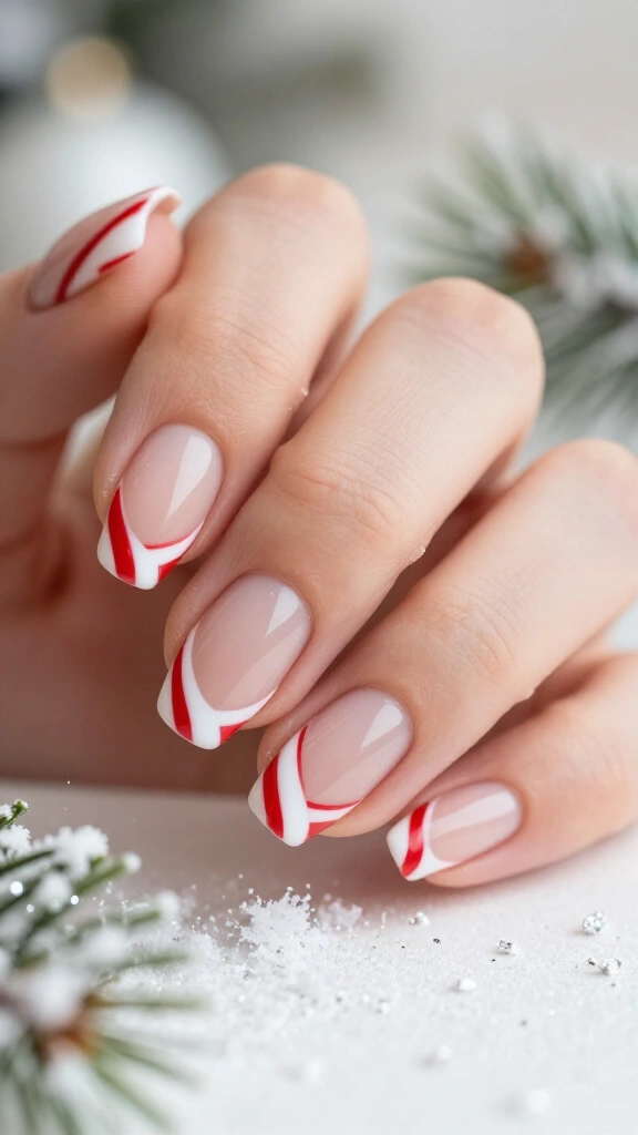 Micro candy cane French tips