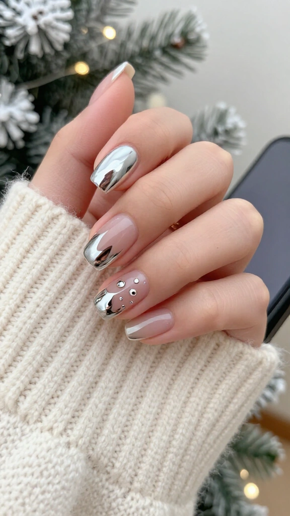 Molten silver drops on bare nails