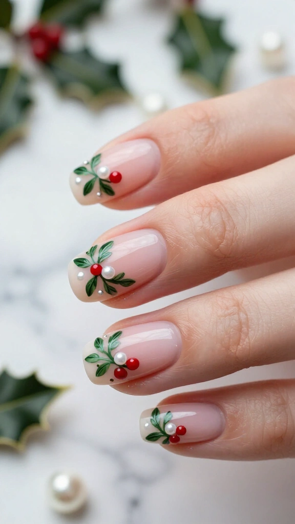 Mistletoe garland cuticle art