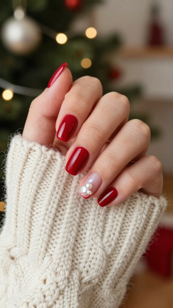 Classic crimson with pearl accents