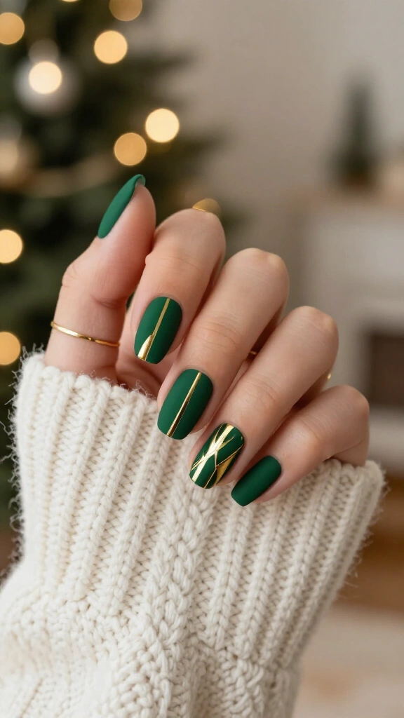 Matte emerald geometric lines