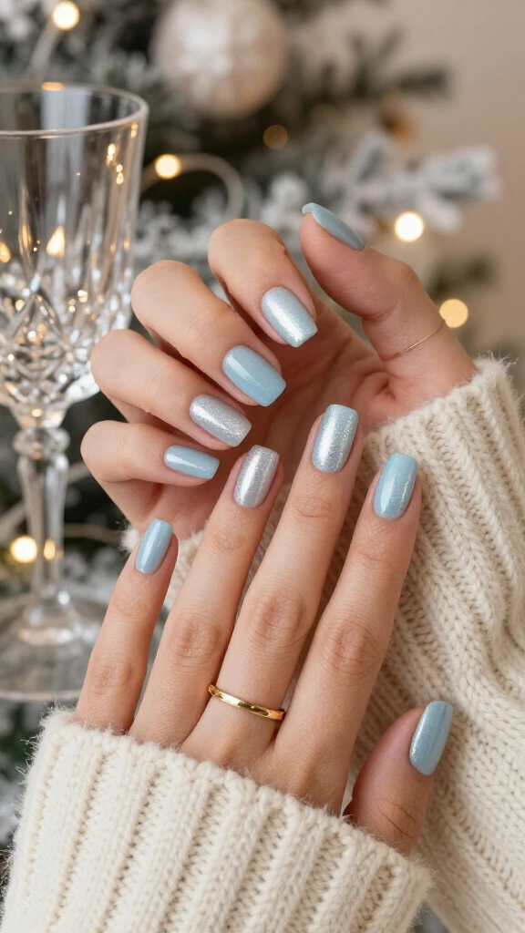 Icy blue glazed shimmer