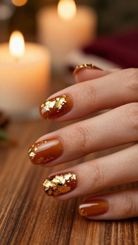 Gold foil flakes on spiced latte