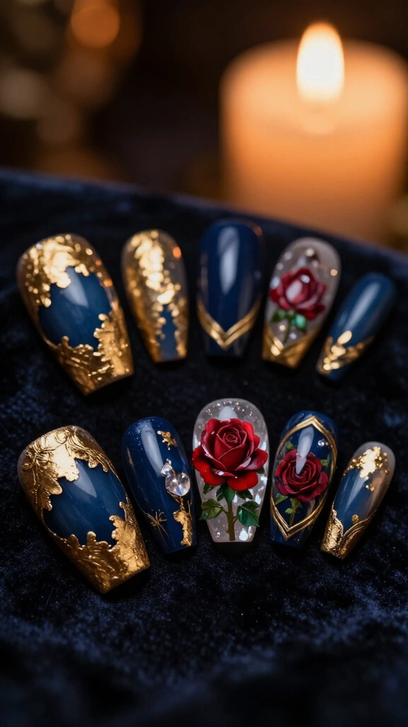 Beauty and the Beast winter rose accents