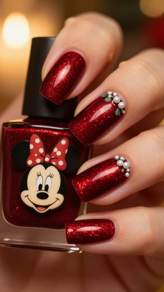 Vintage retro Mickey velvet cranberry