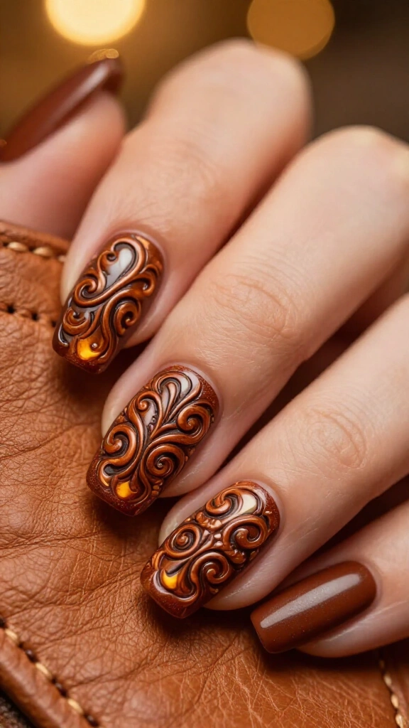 Hand-tooled saddle leather accents
