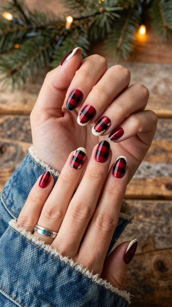 Buffalo plaid with suede sherpa borders