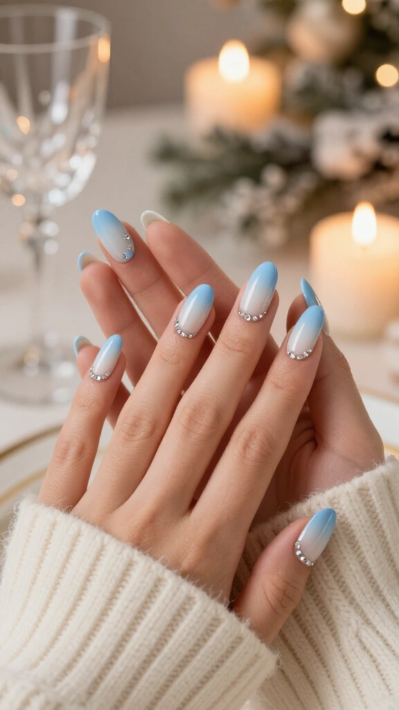 Crystal-Drenched Pastel Blue Ombré