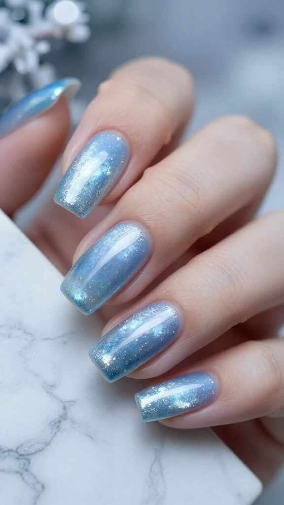 Ice-Blue Cat-Eye Velvet Gels