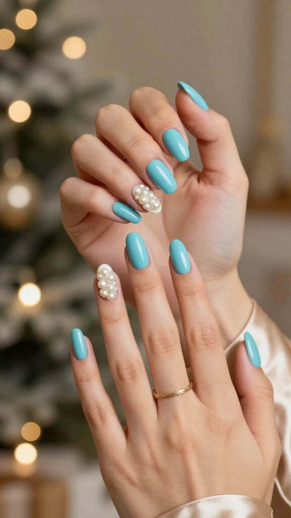 Tiffany Blue with Pearl Accents