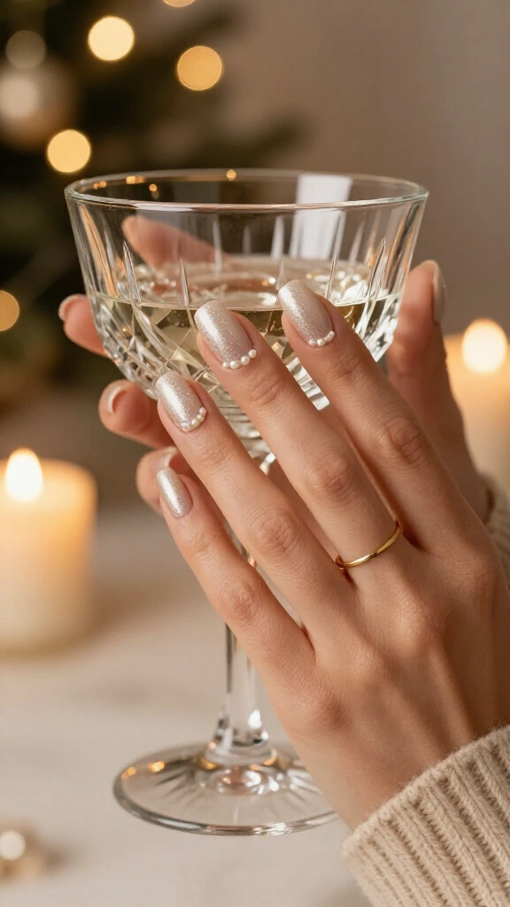 Champagne shimmer with pearl accents