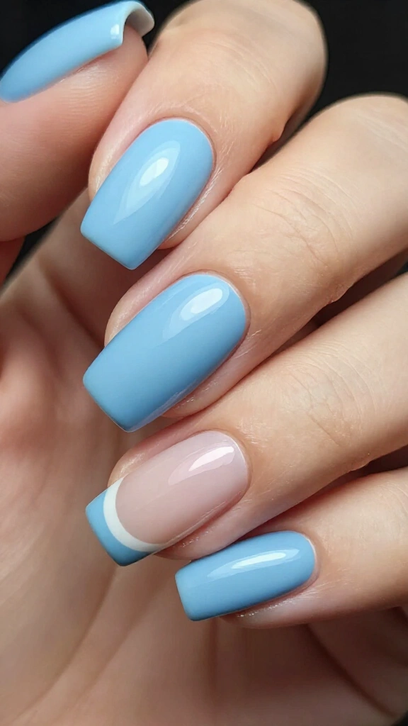 Modern Matte Powder Blue with Glossy French Smiles
