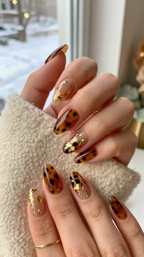 Tortoiseshell with gold leaf flakes