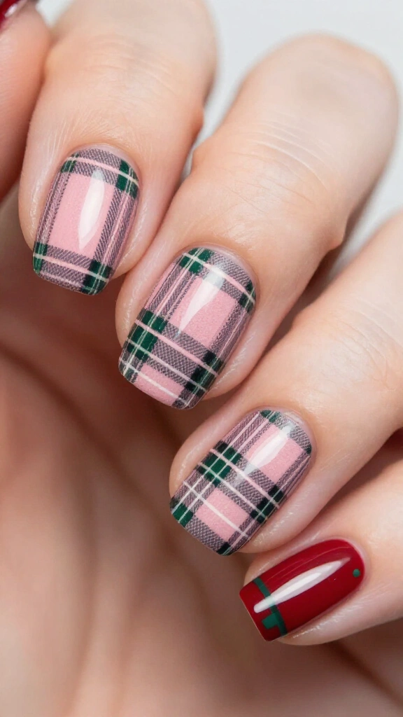 Plaid tartan in blush pink and charcoal