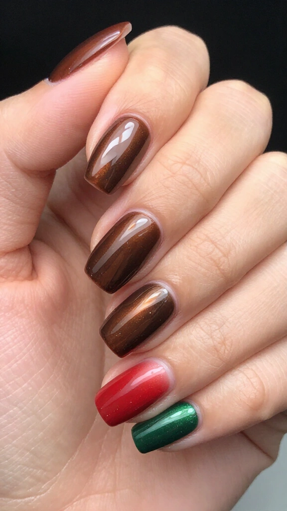 Espresso chrome mirror nails