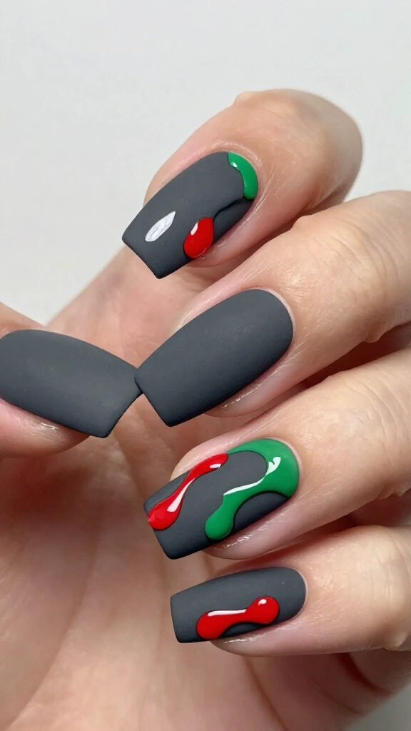 Matte charcoal with glossy drips