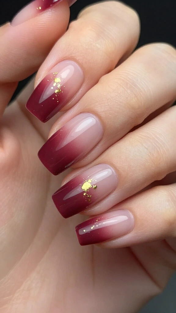 Plum wine ombré with gold foil