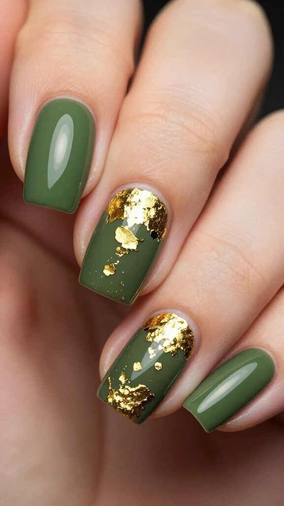 Deep Olive & Gold Foil Accent