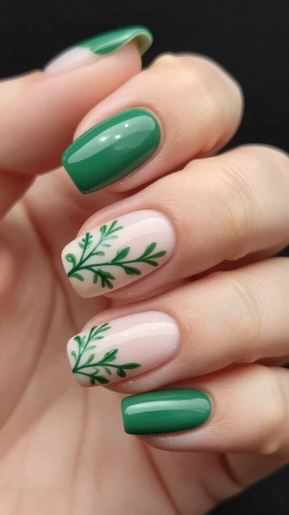 Mistletoe Garland Minimalist Nails