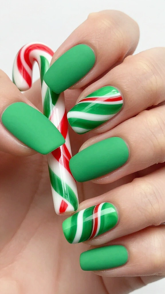 Matte Hunter Green with Candy Cane Striping