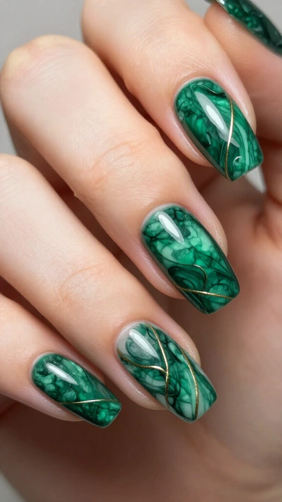 Emerald Marble Swirls