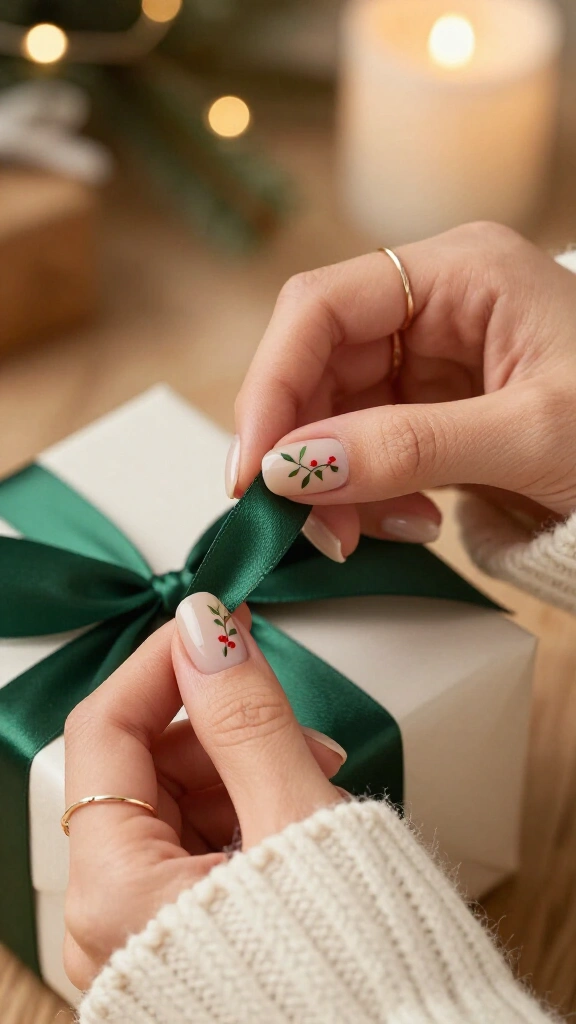 Mistletoe Garland Oval Nails