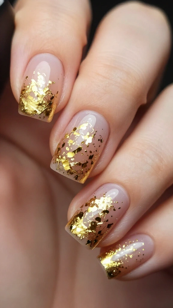 Metallic Gold Foil Squoval Mani