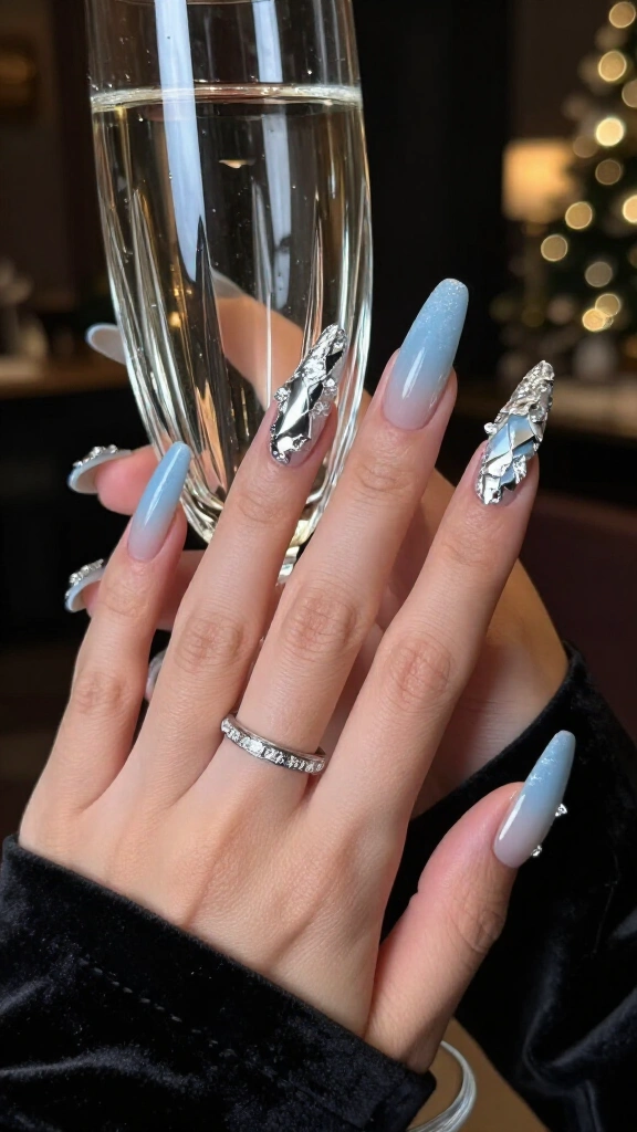 Silver Foil Icicle Coffin Nails