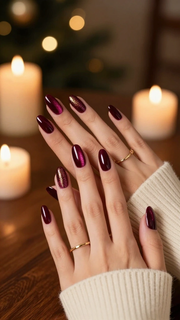 Rich Burgundy Velvet Cat-Eye